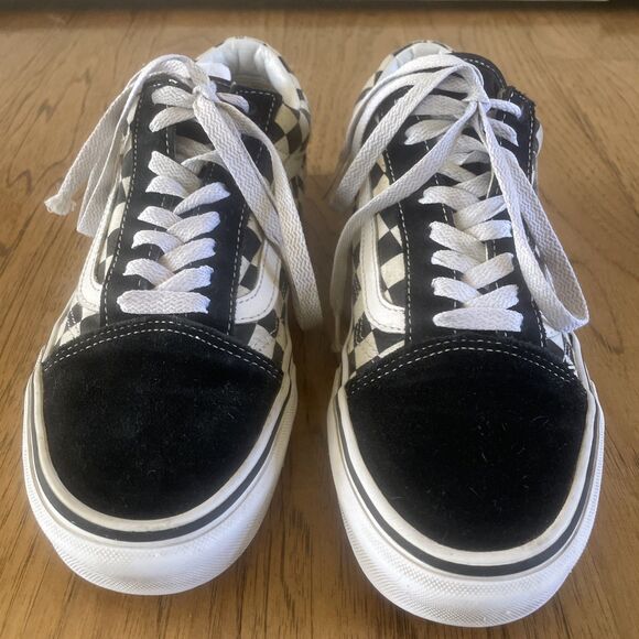 Vans Suede And Canvas Old Skool Classic Black Checkerboard Lace Up Shoes Men’s 7 - Picture 5 of 14